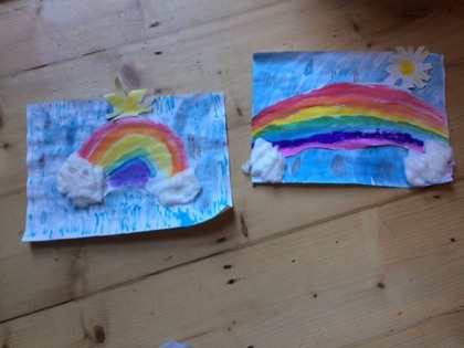 Connor & Ethan talked about wellbeing and made rainbows for the window.