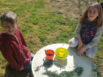 Tom and Emily have been doing some science today. This included making a volcano explosion and a zombie eye ball.