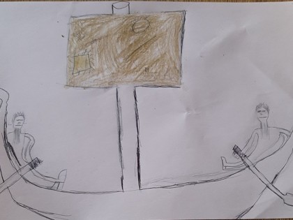 James from Attenborough class has been working hard on his viking longboat picture today.
