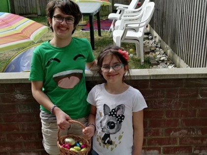 Dina and Brianna have had lots of fun in the garden, enjoyed an Easter egg hunt and went for a lovely walk. They also played with Lego, making a rocket. Brianna also did her ballet classes online.