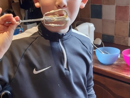Henry loved making cakes, the best part was licking the whisk and bowl after. As usual Henry has had a little help in completing his English learning on most days. Luckily Wicket wasn't impressed when Henry used spray paint on his Puffin nest.