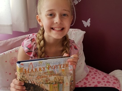 Ella would like Mrs Tysoe to know shes really missing being a reading rep, but she has been reading lots at home. She recently finished Harry Potter and the Goblet of Fire, while reading shorter books in between. She loves these illustrated editions.