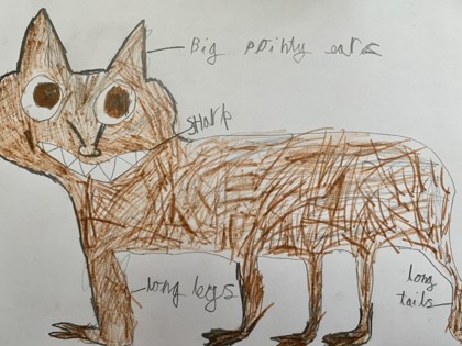 Indigo from Pankhurst class has drawn a picture of a Red Wolf.