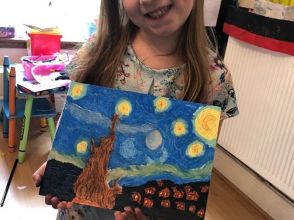 Olivia has enjoyed the new topic work over the last two weeks. She has also enjoyed using oil pastels to copy some of Van Gogh’s paintings. Olivia really enjoyed completing her Under the Sea setting description.