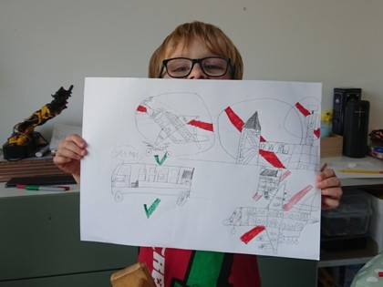 Reuben from Shakespeare class has been looking at how using electricity and travel effects the environment. He made a poster about what can help reduce the levels of C02. Reuben has asked the family to make Saturday an electronics free day for 24 hours.