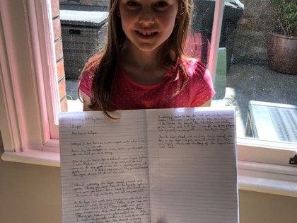 Isabel has been writing about her character the King of the Tigers.  She would like Miss Soden to dye her hair red!