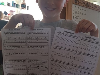 Tom was very proud as he managed to complete the Greater Depth level of his Maths.  Emily has been learning computer coding from her sister Hannah.