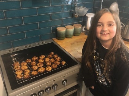 Sophia has been cooking for her themed learning today, she has made a Brazilian cheese bread – pao de queijo!