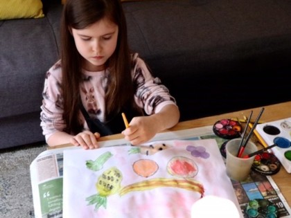Sophia from Peake class has been working hard on her Themed learning about UK and Tanzania. She chose food from home and made an observational drawing, using compass pencil holder to make circles for the shapes and watercolours to paint.