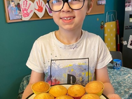 Jenson from Churchill class made some cupcakes for us today. He measured all the ingredients out himself. He’s looking forward to decorating them and maybe eating one or two this afternoon.