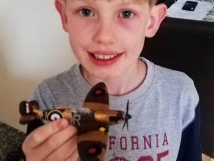 Lucas has been working hard on his letter to Lewis Hamilton this week. He is also enjoying his Maths lessons.  In his spare time he has made an Airfix Spitfire.