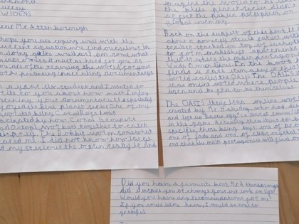 Martin has his letter ready to sent to Sir David Attenborough. I'm sure his teachers will see that he tried his hardest.