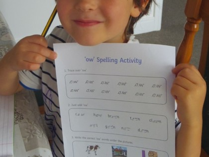 Robert from Turner class with his letter and picture to Steve Backshall.