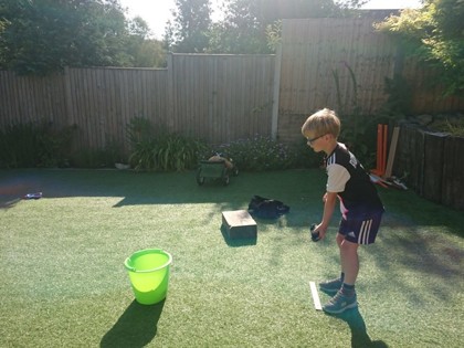 Reuben managed to get his throwables into the bucket 15 times, for the target throw challenge.