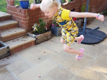 Even though Holly is back at school she did the standing long jump when she got home to see if she could beat Ella, she did 125cm!